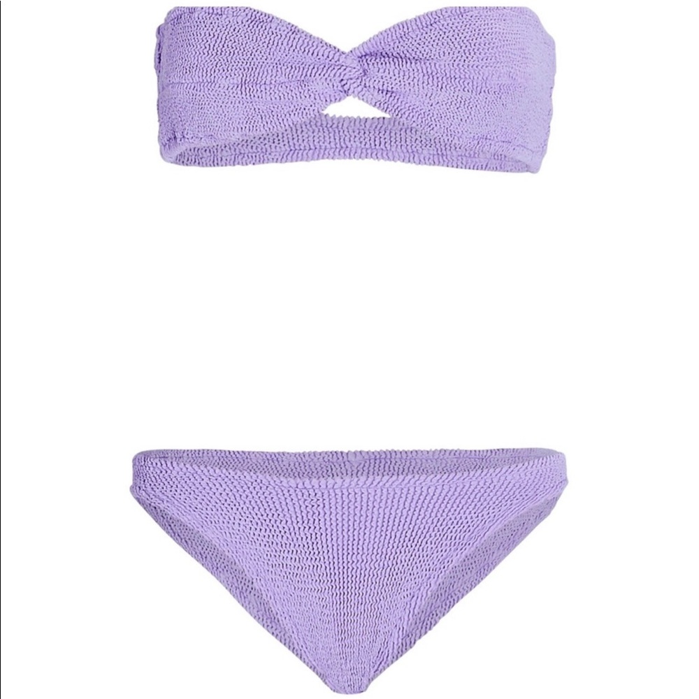 Hunza G Lilac Smocked Bandeau Bikini